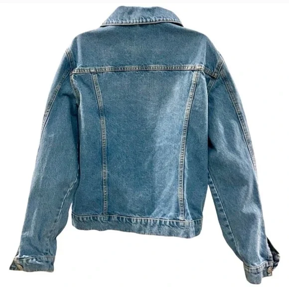 Hudson Trucker Jean Jacket Blue Denim Womens L XL Medium Wash New $215 Classic - Picture 5 of 14
